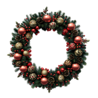 3d christmas wreath on isolated transparent background png