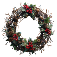 3d christmas wreath on isolated transparent background png