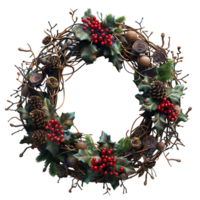 3d Weihnachten Kranz auf isoliert transparent Hintergrund png