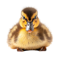 Duckling front view on isolated transparent background png