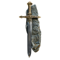 excalibur Schwert im das Stein auf isoliert transparent Hintergrund png