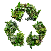 Recycle icon symbol in plants nature on isolated transparent background png