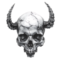 Devil skull with horns on isolated transparent background png