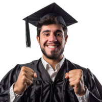 Happy man graduation on isolated transparent background png