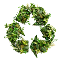 Recycle icon symbol in plants nature on isolated transparent background png