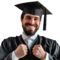 Happy man graduation on isolated transparent background png