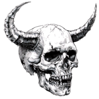 Devil skull with horns on isolated transparent background png