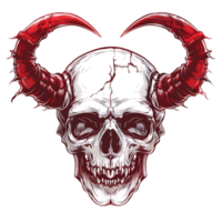 Devil skull with horns on isolated transparent background png