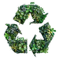 Recycle icon symbol in plants nature on isolated transparent background png