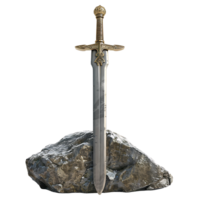 Excalibur épée dans le pierre sur isolé transparent Contexte png