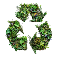 Recycle icon symbol in plants nature on isolated transparent background png