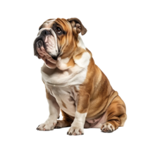 Front view of a Bull dog sitting on isolated transparent background png