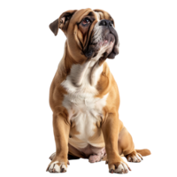 Front view of a Bull dog sitting on isolated transparent background png