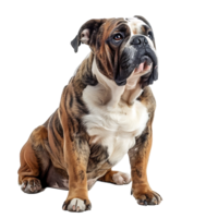 Front view of a Bull dog sitting on isolated transparent background png