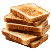 Stack of sliced toast bread on isolated transparent background png