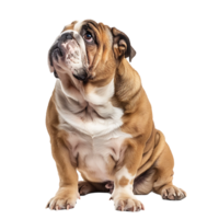 Front view of a Bull dog sitting on isolated transparent background png