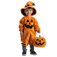 Boy kid halloween costume trick or treat on isolated transparent background png