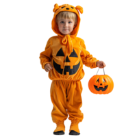 Boy kid halloween costume trick or treat on isolated transparent background png