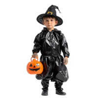 Boy kid halloween costume trick or treat on isolated transparent background png