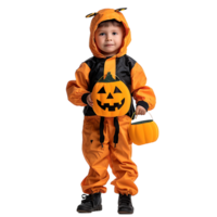 Boy kid halloween costume trick or treat on isolated transparent background png