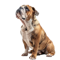 Front view of a Bull dog sitting on isolated transparent background png