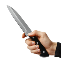 main en portant couteau sur isolé transparent Contexte png