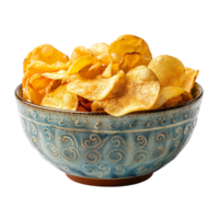 Potato chips in a bowl on isolated transparent background png