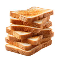 Stack of sliced toast bread on isolated transparent background png