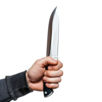 Hand holding knife on isolated transparent background png