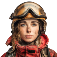 Female firefighter on isolated transparent background png