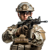 soldat innehav en pistol på isolerat transparent bakgrund png