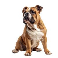 Front view of a Bull dog sitting on isolated transparent background png