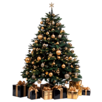 Christmas tree with gifts on isolated transparent background png