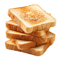 Stack of sliced toast bread on isolated transparent background png