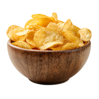 Kartoffel Chips im ein Schüssel auf isoliert transparent Hintergrund png