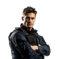 Young security guard on isolated transparent background png