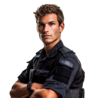 Young security guard on isolated transparent background png