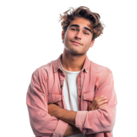 Hesitant young man looking gesture on isolated transparent background png