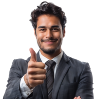 Businessman thumbs up on isolated transparent background png