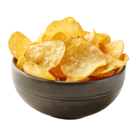 Potato chips in a bowl on isolated transparent background png