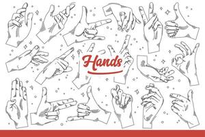 Gesturing hands of person giving non-verbal signal to interlocutor. Hand drawn doodle. vector