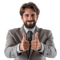 Businessman thumbs up on isolated transparent background png