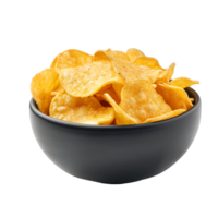 Kartoffel Chips im ein Schüssel auf isoliert transparent Hintergrund png