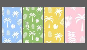 vertical abstract summer background with tropical palm leaves. a place for the text. template for social networks vector