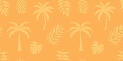 Seamless pattern with tropical Leaves, palm tree. background. orange color vector