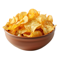 Potato chips in a bowl on isolated transparent background png