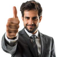 Businessman thumbs up on isolated transparent background png