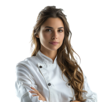 Young brazilian chef woman on isolated transparent background png