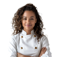 Young brazilian chef woman on isolated transparent background png