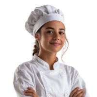 Young brazilian chef woman on isolated transparent background png